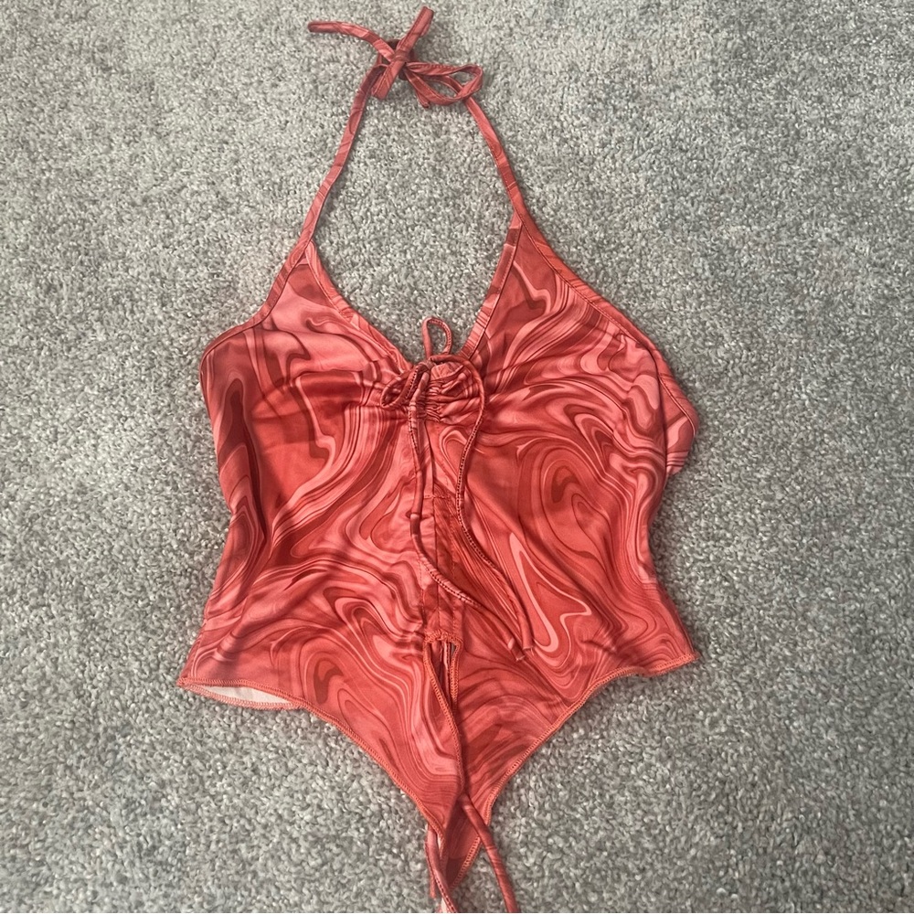 Red Swirl Halter Top